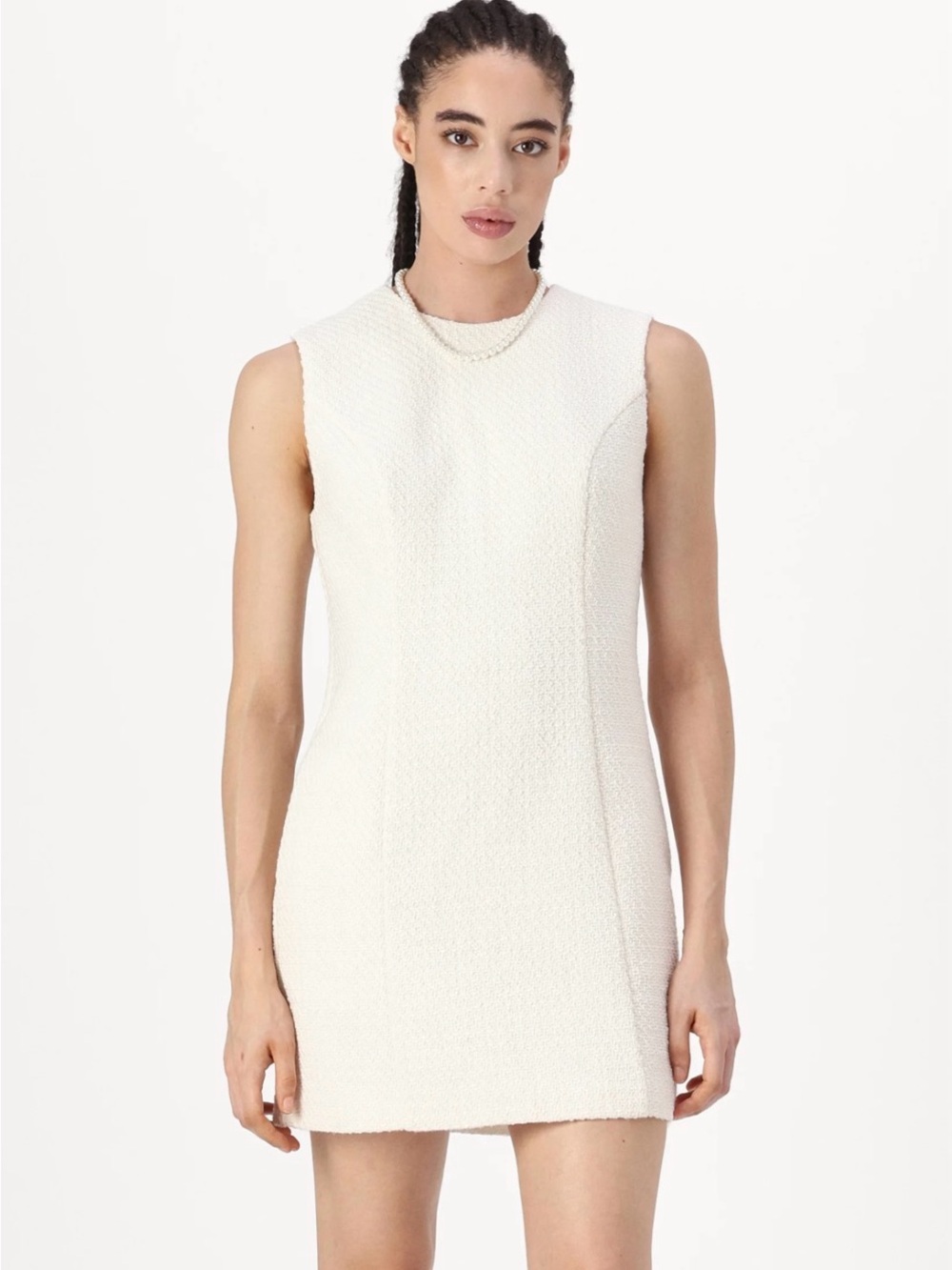 Abercrombie & Fitch Ivory Textured Sleeveless Mini Dress Size Petite Large